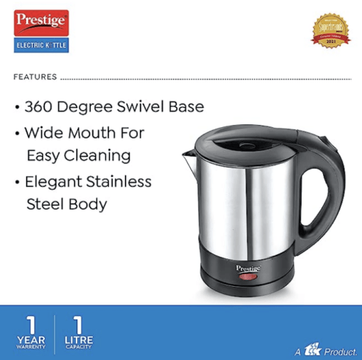 Prestige Electric Kettle Pkss (1350 Watts) 1.0Ltr-Stainless Steel,1 Liter - Image 3